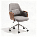 Fabric office chair with wooden armrests and adjustable height 60 x 60 x 90cm