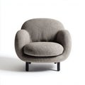 Fabric armchair with chrome legs for living room use beige color