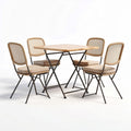 Indoor and outdoor folding dining set with wooden tabletop and rattan chairs 80 x 80 x 75cm