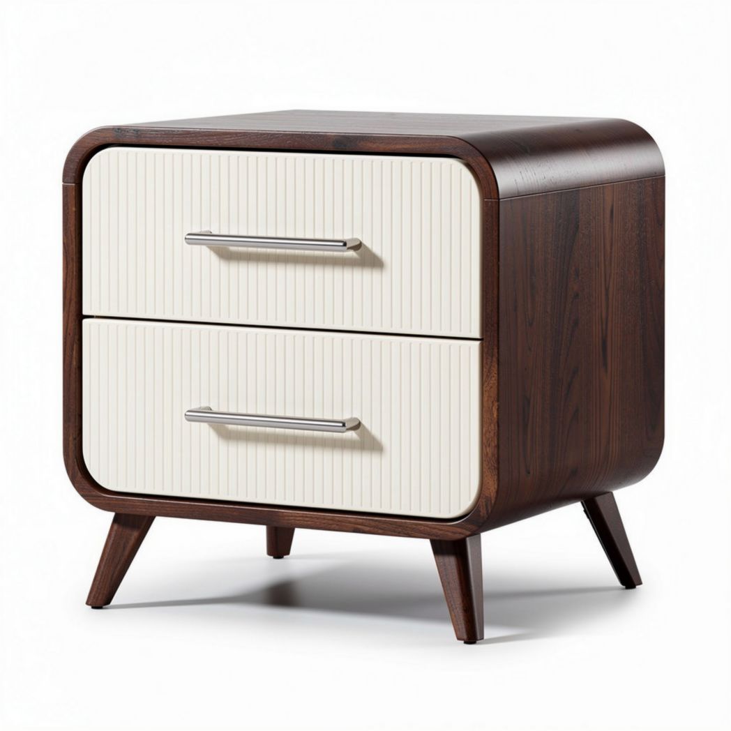 Wooden nightstand with two drawers and modern design 24 x 18 x 20 inches