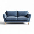 Modern two-seater sofa in blue fabric with wooden legs 180 x 90 x 80cm
