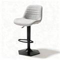 Adjustable height bar stool with gray fabric seat and black metal base 45 x 45 x 100cm