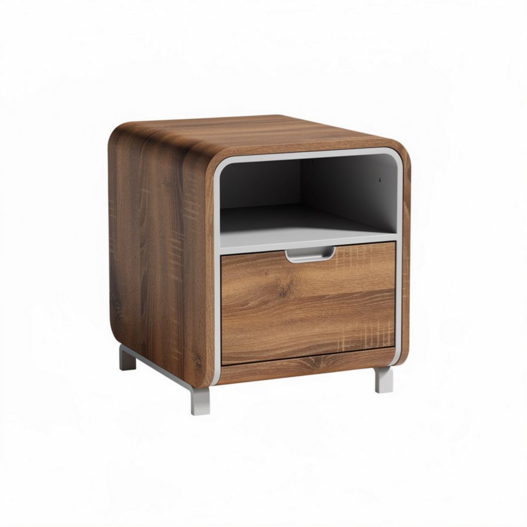 Wooden nightstand with drawer and open storage space 50 x 45 x 45cm