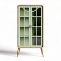 Green glass display cabinet with wooden frame and modern design 80 x 40 x 150cm