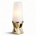 Table lamp with frosted glass shade and geometric metal base 20 x 20 x 40cm