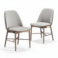 Fabric dining chairs with metal frame in light gray set of two 50 x 50 x 85cm