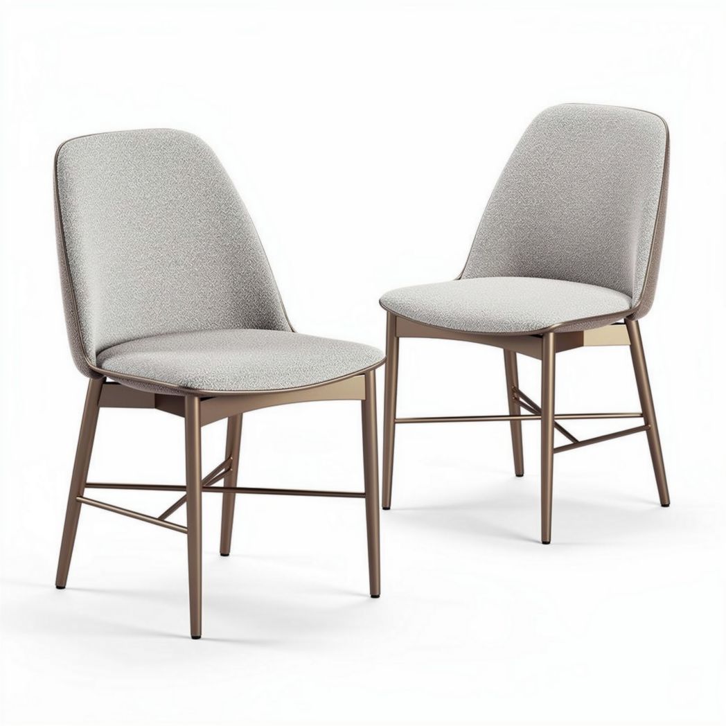Fabric dining chairs with metal frame in light gray set of two 50 x 50 x 85cm