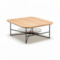 Square coffee table with wooden top and metal base 100 x 100 x 40cm
